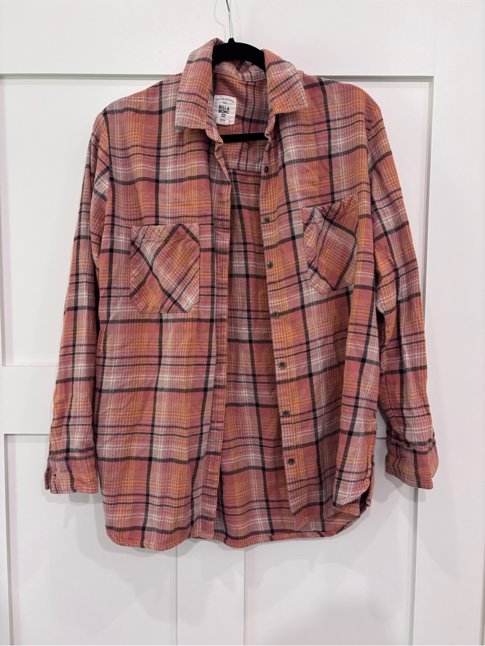 Billabong Plaid Button-Up Shirt Jacket Women Size Large